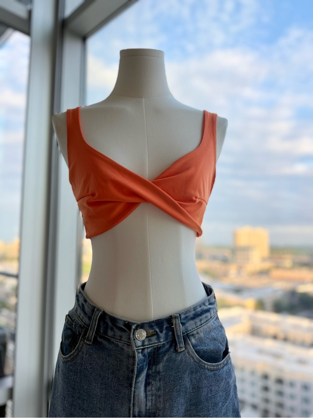 Micas Orange Twist Front Crop Bralette Top